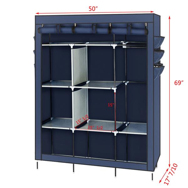 HAOYYE 69" High-leg Non-woven Fabric Assembled Cloth Wardrobe, Durable Space-Saving Storage Solution with Modern Design, Premium Quality, Stylish Dark Blue Color, Versatile Use for Bedroom, Living Room, Entryway, and Closet Organization