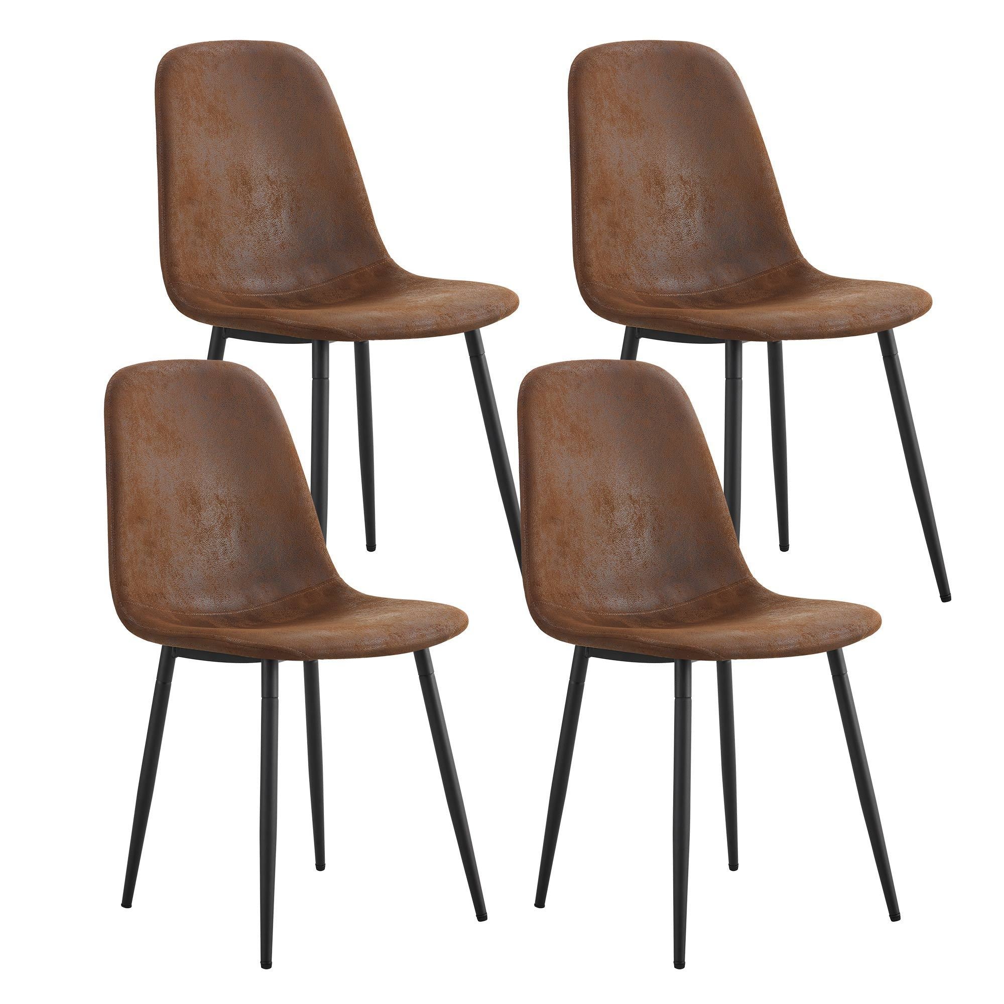 HAOYYEModern Mid-Century Style Restaurant Side Chairs with Cushioned Seats and Black Metal Legs, Comfortable for Kitchen, Dining Room, Lounge, and Farmhouse Use, Sturdy, Space-Saving, and Durable Design