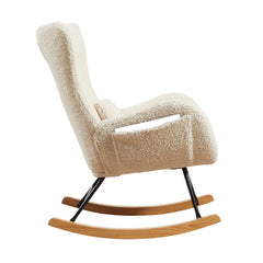 HAOYYE Rocking Chair Nursery, Modern Rocking Chair with High Backrest Sturdy Space-Saving Heavy Duty Modern Design Adults Dorm Room Easy Assembly Bedroom Furniture