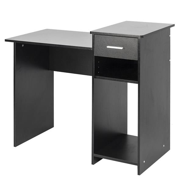 HAOYYE High-Quality Integrated Melamine Board Computer Desk with Drawer, Modern Black Office Desk for Home Workstation, Sturdy and Durable Writing Table with Storage for Study and Living Room