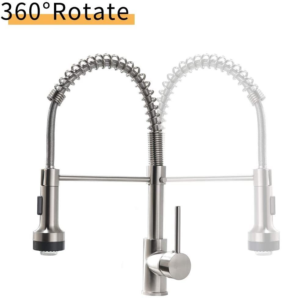 HAOYYE Commercial LED Kitchen Faucet with Pull Down Sprayer, Single Handle Single Lever Kitchen Sink Faucet Sturdy Space-Saving Heavy Duty Modern Design Adults Dorm Room Easy Assembly Bedroom Furniture