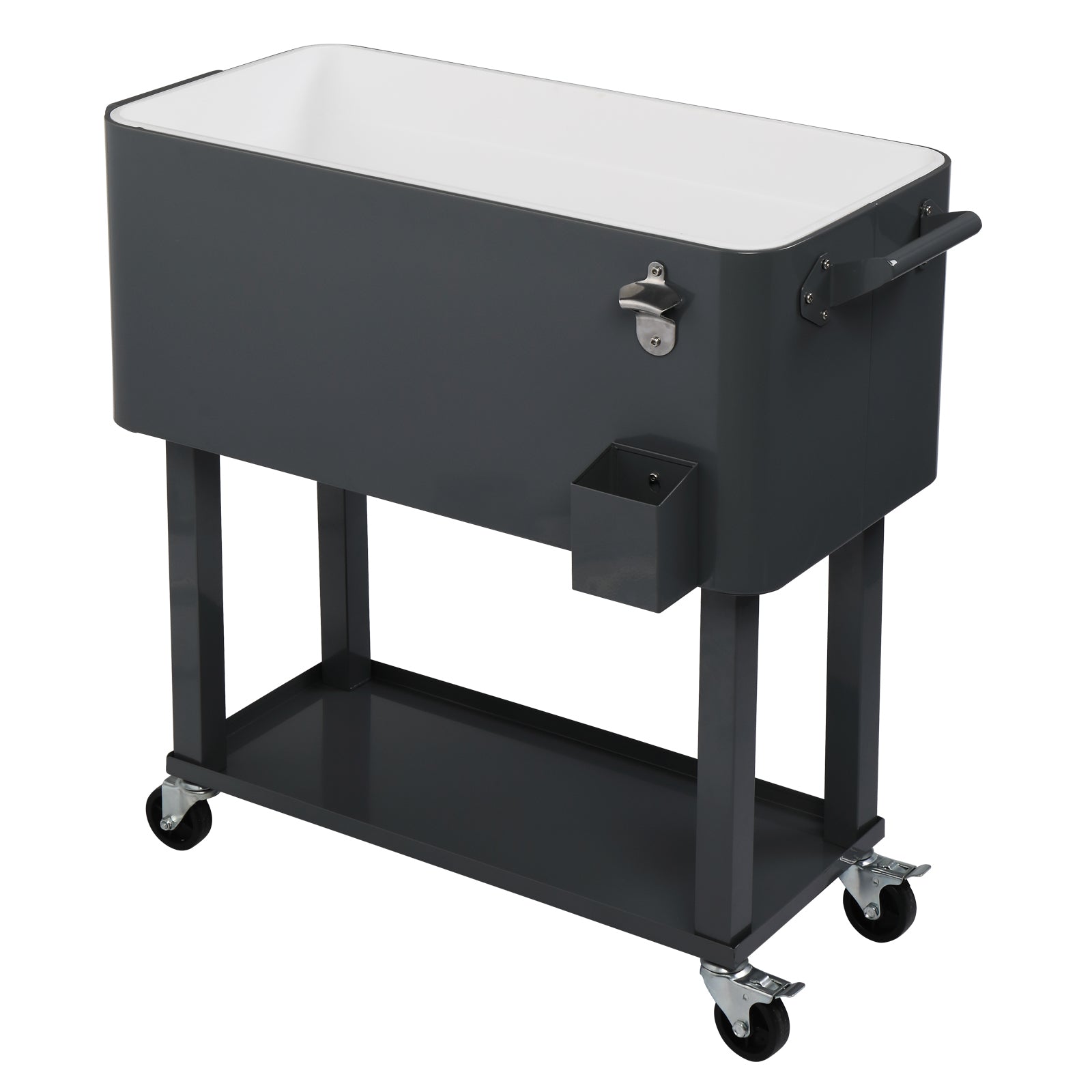 HAOYYE Rectangular Plastic Box Iron Foot Tube Refrigeration and Insulation Cart, Portable Cooler with Bottle Opener and Locking Casters for Outdoor Events