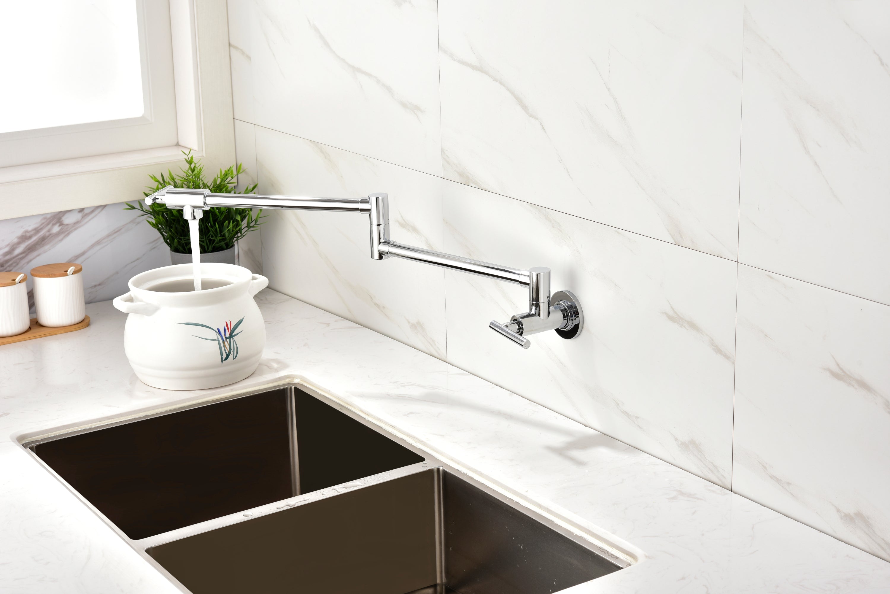 HAOYYE Pot Filler Faucet Wall Mount Sturdy Space-Saving Heavy Duty Modern Design Adults Dorm Room Easy Assembly Bedroom Furniture