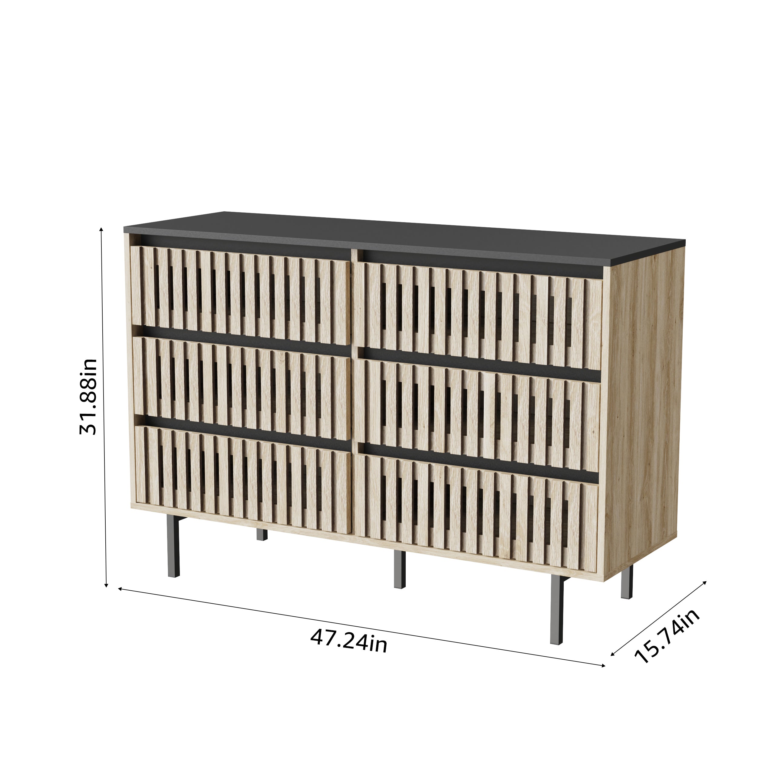 HAOYYE Bedroom Storage Cabinet, Modern Minimalist Six-Drawer Cabinet with Large Capacity, Two-Tone Design, Sturdy Space-Saving Heavy Duty Construction, Ideal for Adults and Dorm Rooms, Easy Assembly