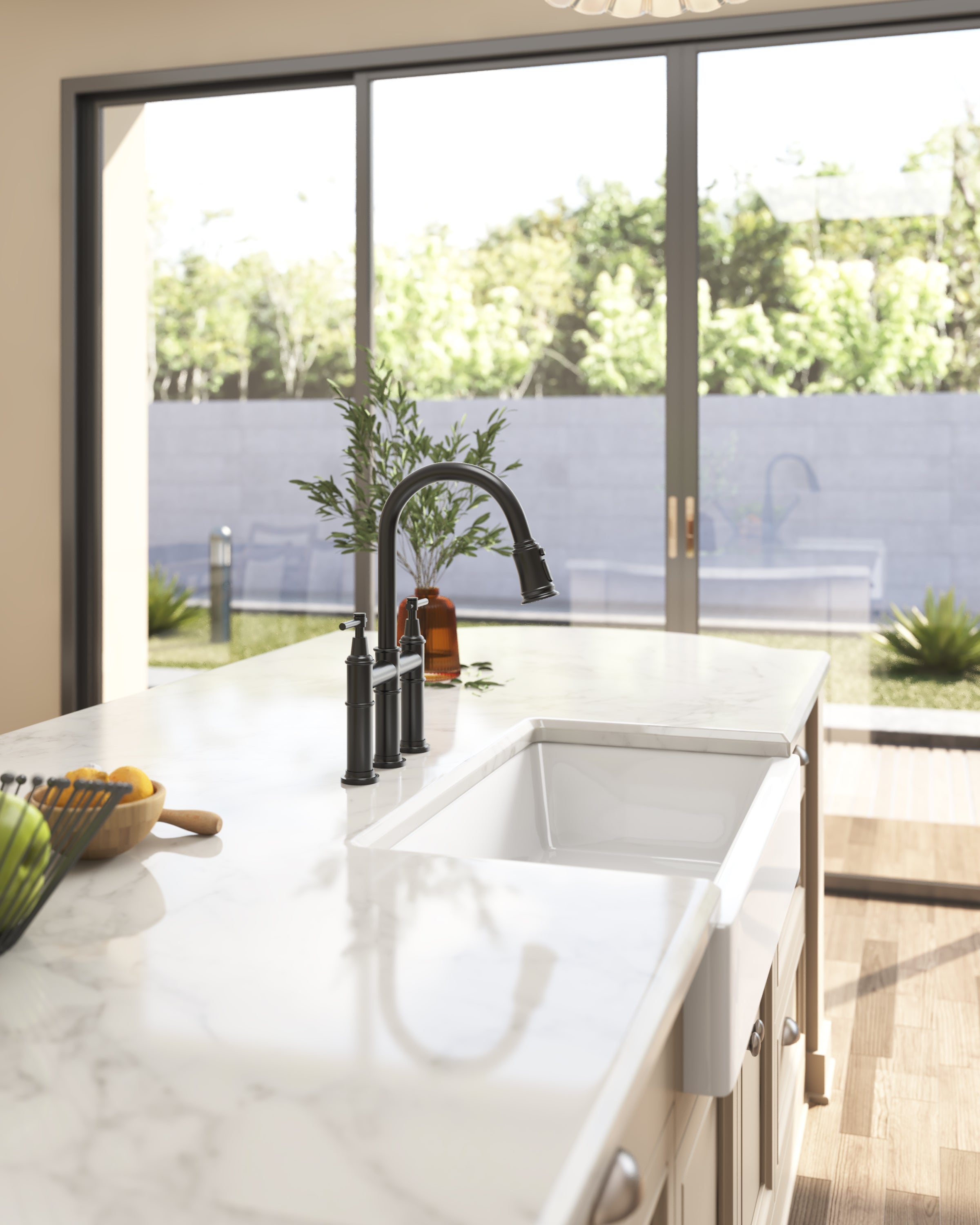 HAOYYE Bridge Kitchen Faucet with Pull-Down Sprayhead in Spot Sturdy Space-Saving Heavy Duty Modern Design Adults Dorm Room Easy Assembly Bedroom Furniture