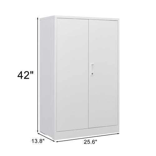 HAOYYE Metal Storage Cabinet with Locking Doors and Adjustable Shelves, Folding Filing Storage Locker Cabinet for Home Office, School, Garage, Durable and Space-Saving White Storage Solution