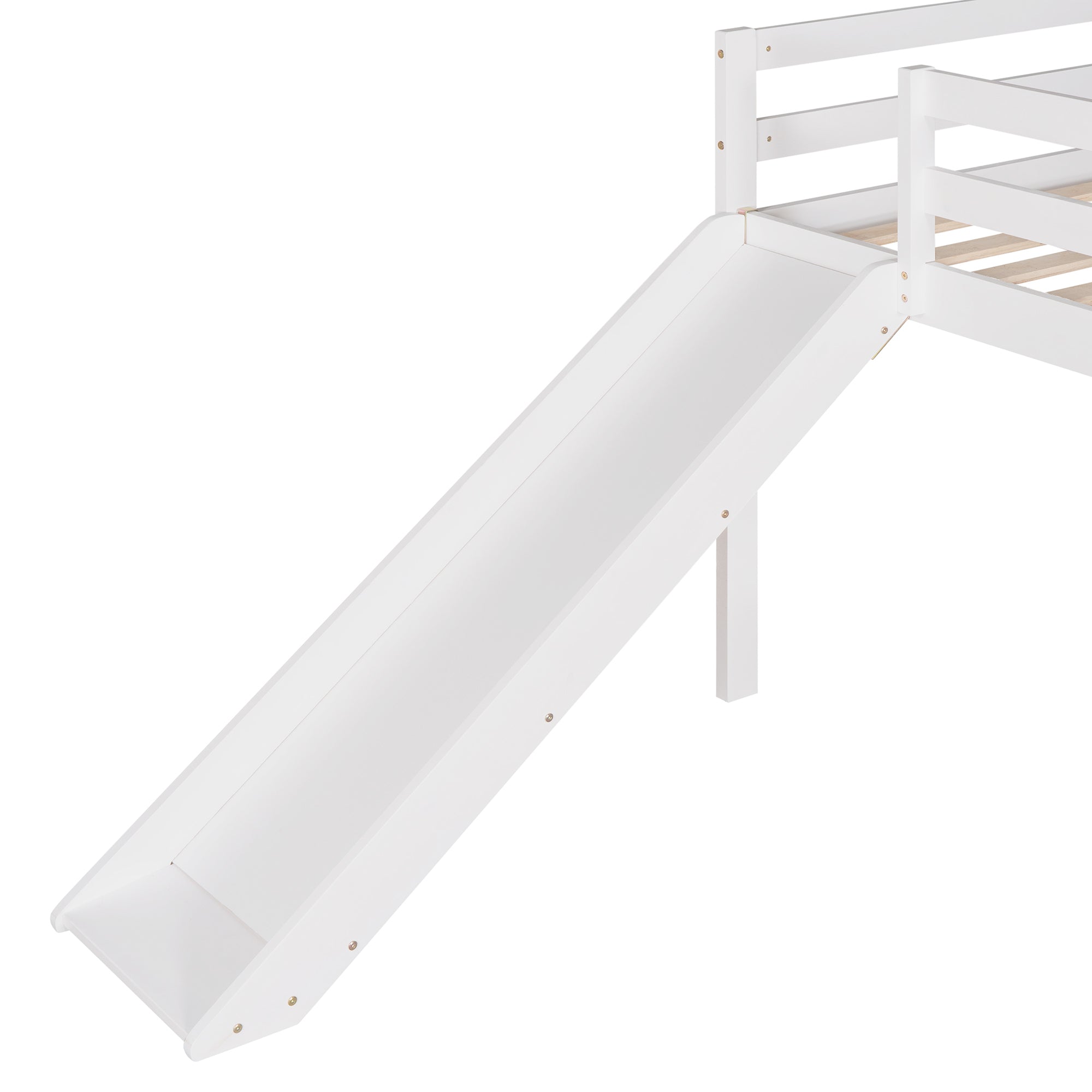 HAOYYE Loft Bed with Slide, Multifunctional Design, Twin (White)(OLD SKU: WF191904AAK) Sturdy Space-Saving Heavy Duty Modern Design Adults Dorm Room Easy Assembly Bedroom Furniture