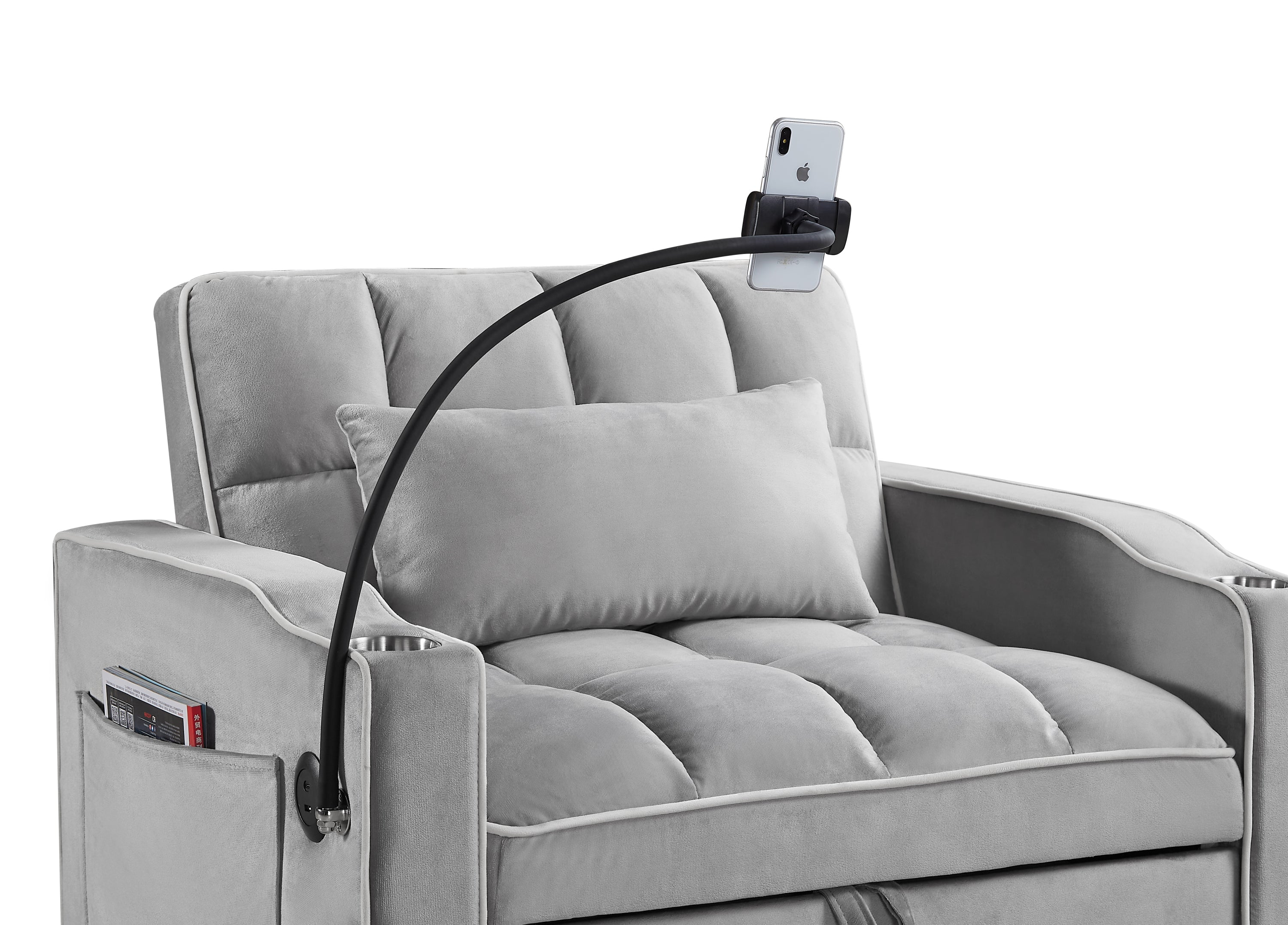 HAOYYE Convertible Sleeper Chair Sofa Bed Adjustable Pull Out Sleeper Chair Bed Multi-Pockets Folding Sofa Bed for Living Room Bedroom Small Space,3-in-1 Sofa Bed Sturdy Space-Saving Heavy Duty Modern Design