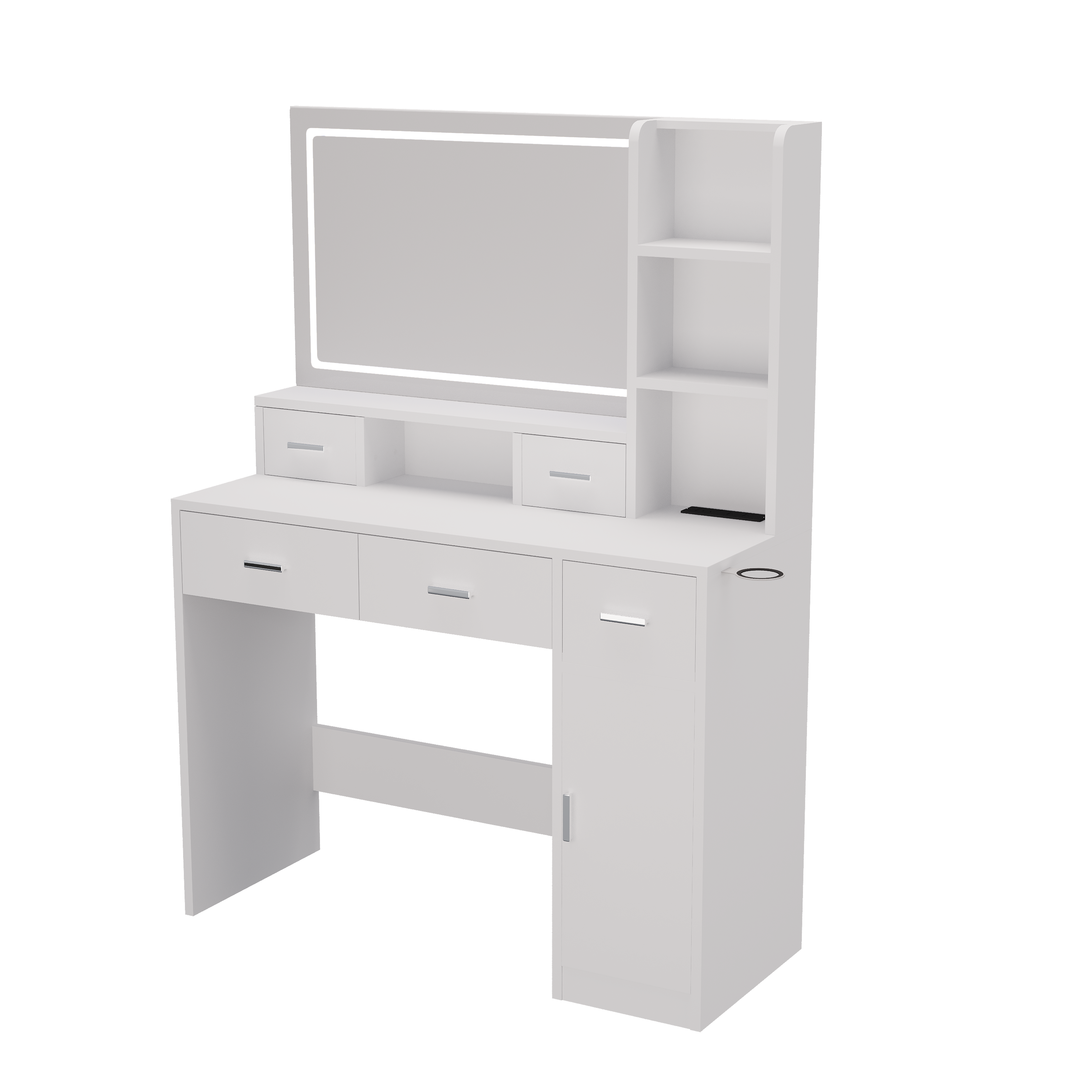 HAOYYE Smart Mirror Dressing Table with Drawers and Storage Cabinet, Modern Design Dressing Table with Soft Dressing Pad for Bedroom and Dressing Room, Sturdy Space-Saving Heavy Duty Construction, Ideal for Adults