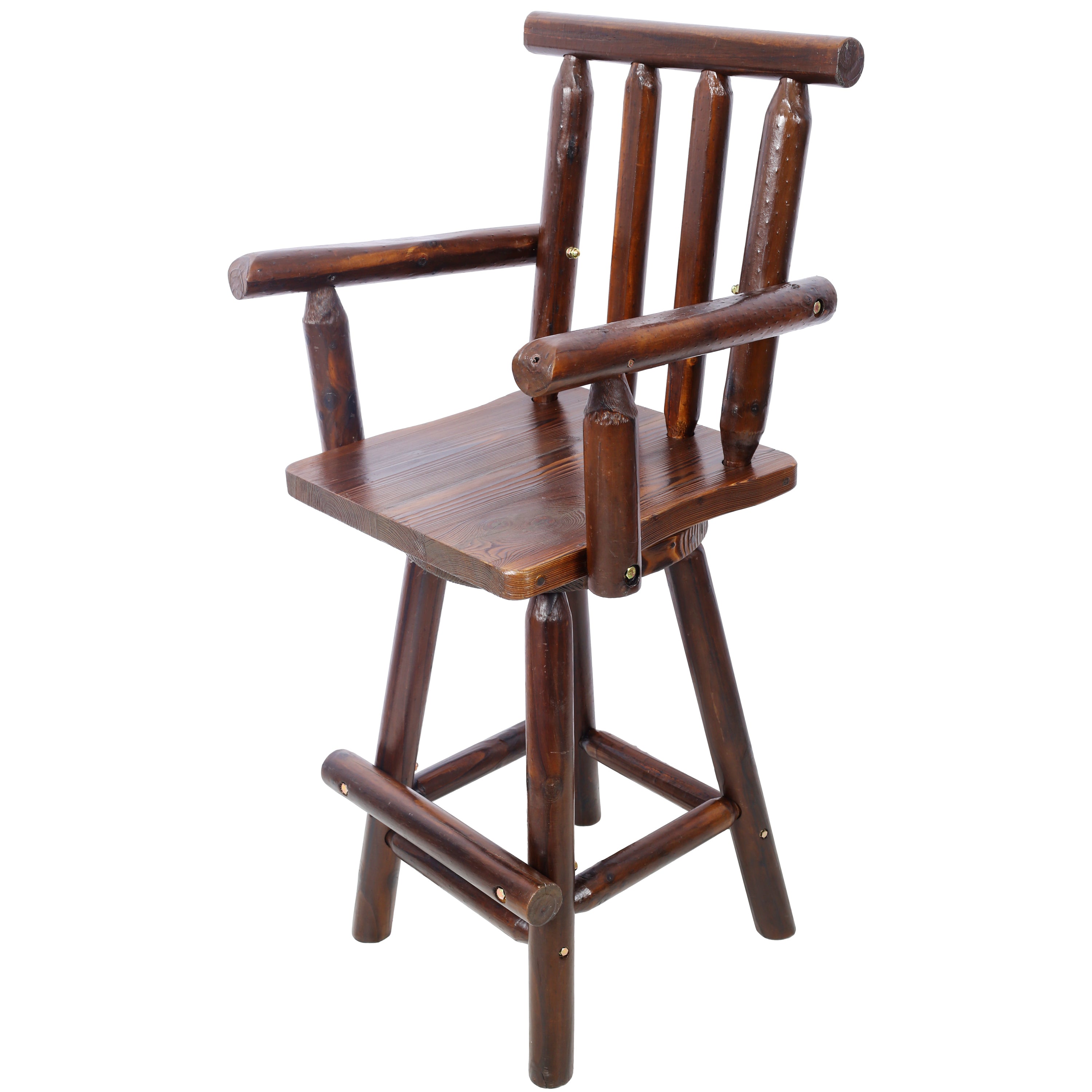 HAOYYE Rustic Bar Stool - Fir Wood Construction, Chair with Footrest,Wide Armrest, Rustic Kitchen Stool, Tall Bistro Chair for Dining Room, Restaurant, Pub, 4-Foot,brown color Sturdy Space-Saving Heavy Duty