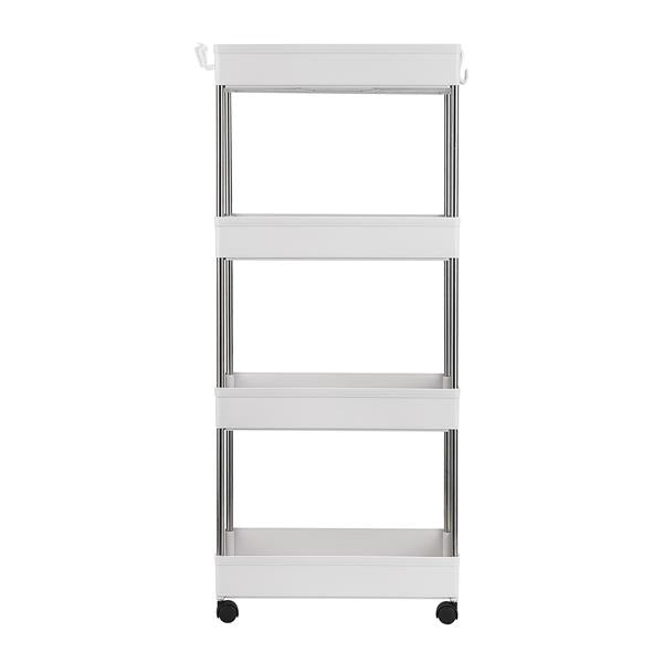 HAOYYE 4-Layer Mobile Multi-functional Storage Cart,Suitable for Kitchen, Bathroom, Laundry Room Narrow Place, Plastic and Stainless Steel, White soft cozy warm flannel fleece home decor luxury
