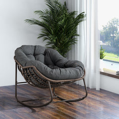 HAOYYE Outdoor Rattan Rocking Chair,Padded Cushion Rocker Recliner Chair Outdoor for Front Porch, Living Room, Patio, Garden, Grey Sturdy Space-Saving Heavy Duty Modern Design Adults Dorm Room