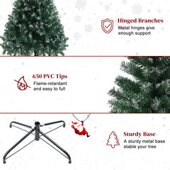HAOYYE 6ft White PVC Christmas Tree with Iron Stand 812 Branches Lush Full Flocking Pine Durable Easy to Assemble Ideal for Living Room Holiday Decor and Festive Home Celebrations