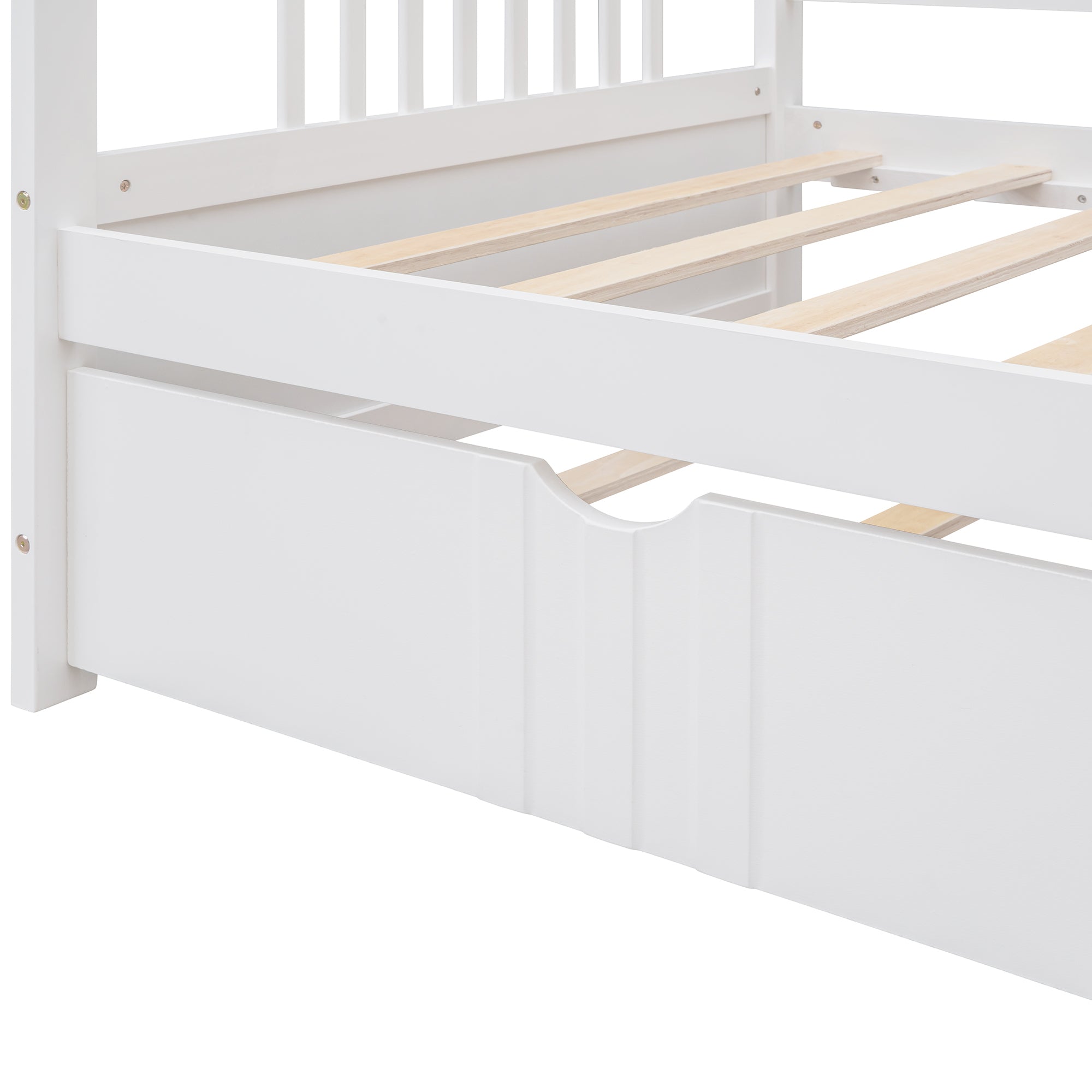 HAOYYE Twin Size Daybed Wood Bed with Twin Size Trundle,White Sturdy Space-Saving Heavy Duty Modern Design Adults Dorm Room Easy Assembly Bedroom Furniture
