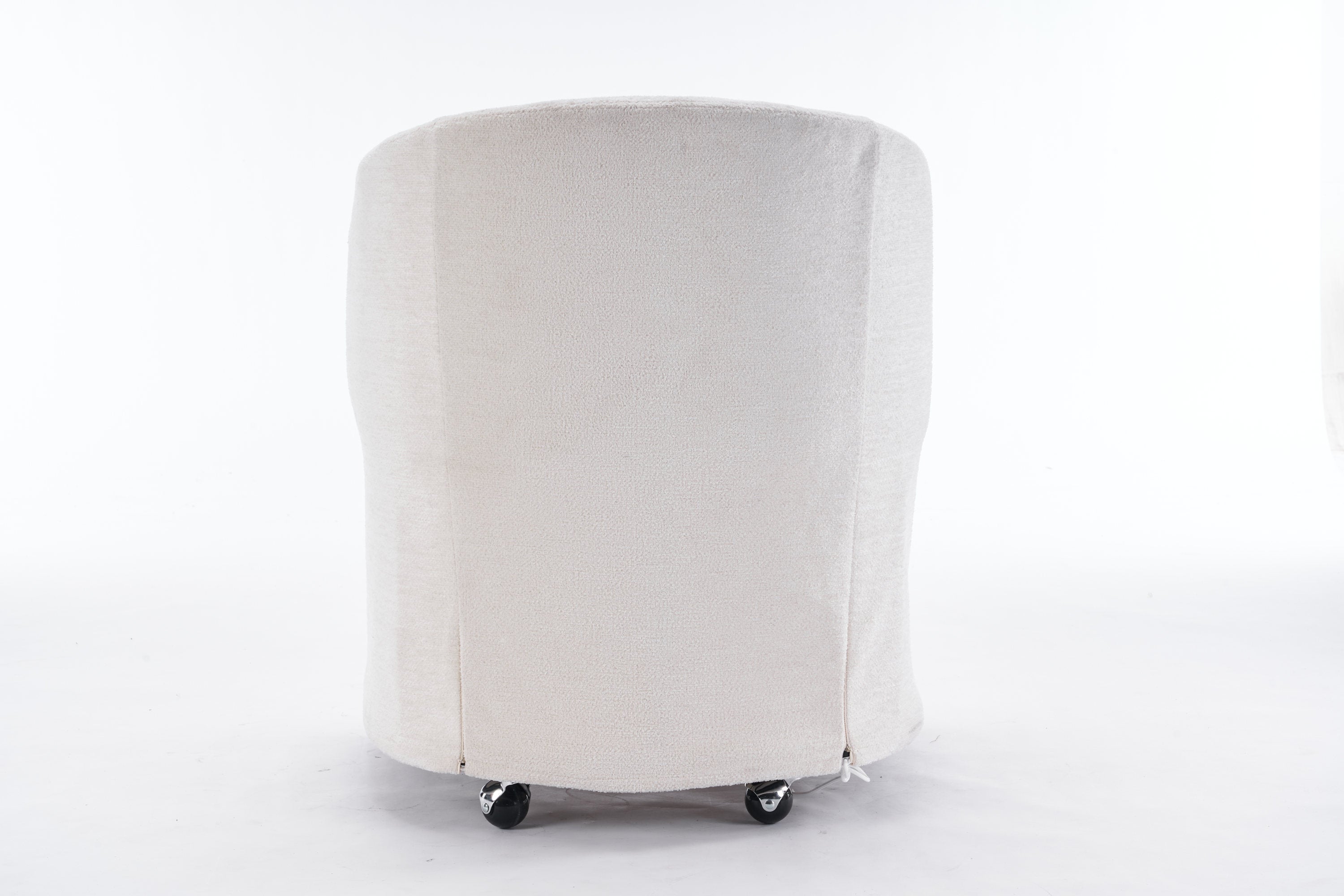 HAOYYE 059-Set of 1 Chenille Fabric Dining Armchair With Back Cushion and Universal Wheels,Beige Sturdy Space-Saving Heavy Duty Modern Design Adults Dorm Room Easy Assembly Bedroom Furniture
