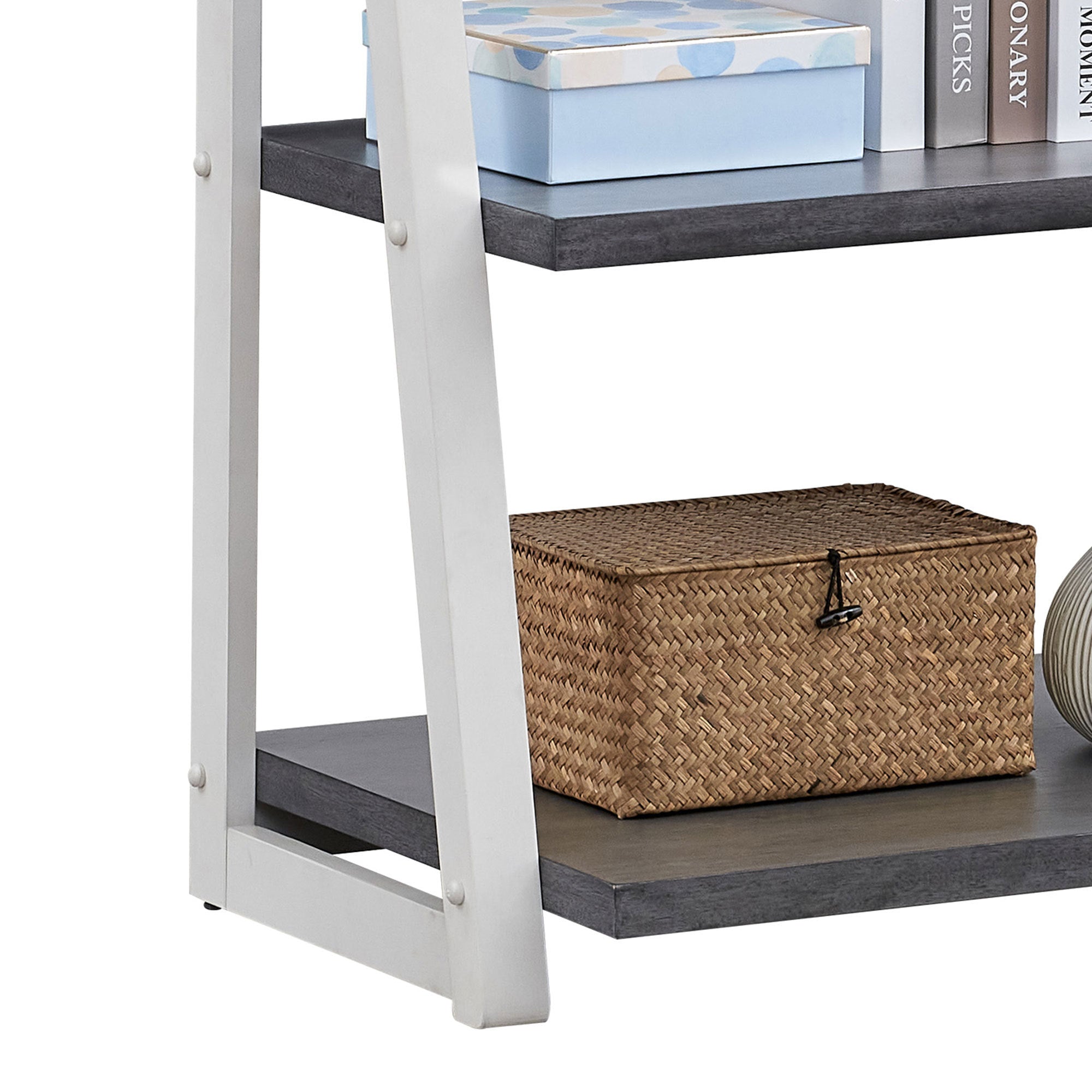 HAOYYE 5-Tier Shelves,Bookshelf, Storage Rack, Bookcase with Rubber Wood Frame, Ladder Shelf for Living Room, Home Office, Kitchen, Bedroom, Apartment Sturdy Space-Saving Heavy Duty Modern Design Adults