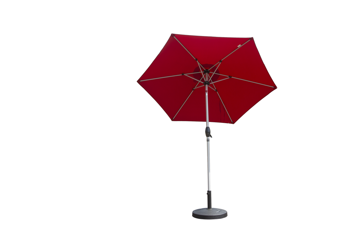 HAOYYE 7.5FT Patio Umbrella Outdoor Market Table Umbrella with Push Button Tilt and Crank UV Protection Waterproof Canopy 6 Sturdy Ribs for Garden Deck Backyard Pool Patio Brick Red