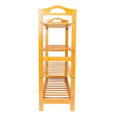 HAOYYE 4-Tier Bamboo Shoe Rack with 12 Slats, Natural Wood Color Storage Organizer for Entryway Hallway Closet, Space-Saving Freestanding Shelf for Shoes, Plants, or Accessories, Easy to Assemble