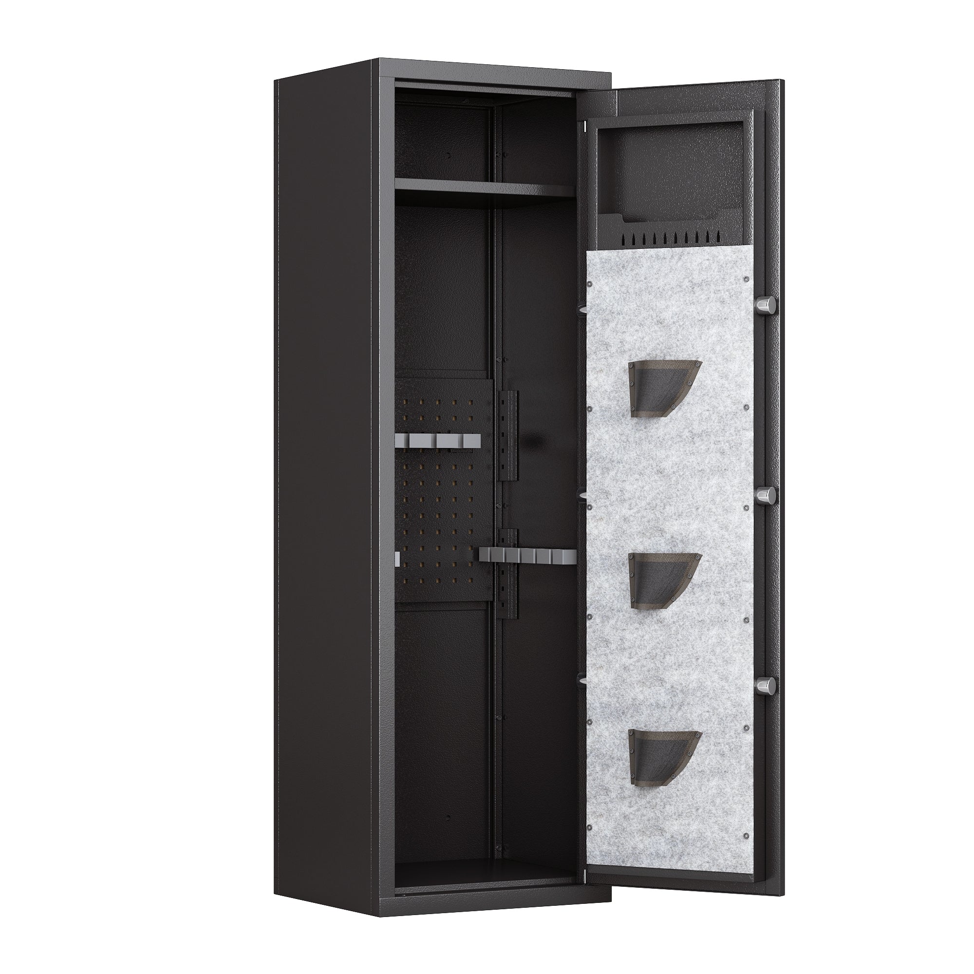 Haoyye Large Gun Safe Cabinet With 3 Pistol Pouches, Heavy Duty Biometric Fingerprint Lock, Rifle Gun Safe With Adjustable Stand, Detachable Structure For Rifles And Shotguns, Secure Gun Money Storage Cabinet