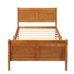 HAOYYE Wood Platform Bed Twin Bed Frame Mattress Foundation Sleigh Bed with Headboard/Footboard/Wood Slat Support Sturdy Space-Saving Heavy Duty Modern Design Easy Assembly Durable Stylish Home Furniture