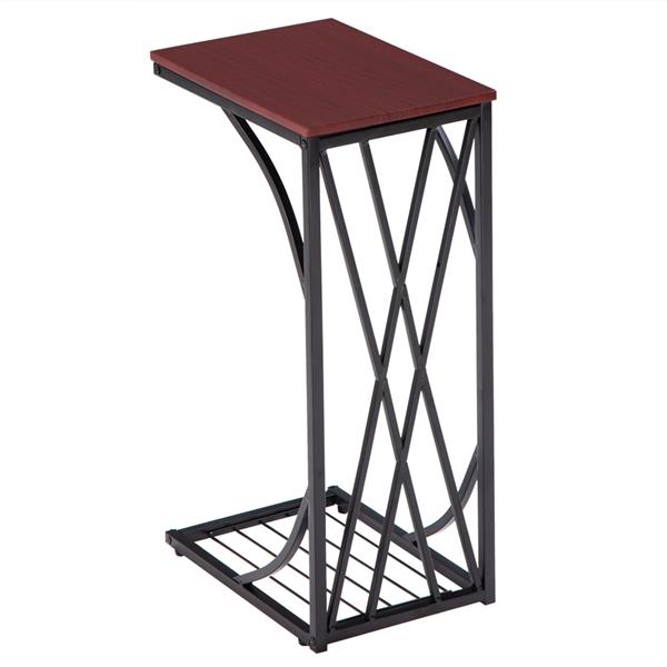HAOYYE C-Type Sofa Table / Coffee Table, Cross-Line Brown Desktop, Soft Cozy Warm Flannel Fleece, Luxury Home Decor, Unique Design, Premium Quality, Comfortable and Decorative Accent for Living Room, Bedroom, Office