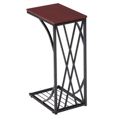 HAOYYE C-Type Sofa Table / Coffee Table, Cross-Line Brown Desktop, Soft Cozy Warm Flannel Fleece, Luxury Home Decor, Unique Design, Premium Quality, Comfortable and Decorative Accent for Living Room, Bedroom, Office