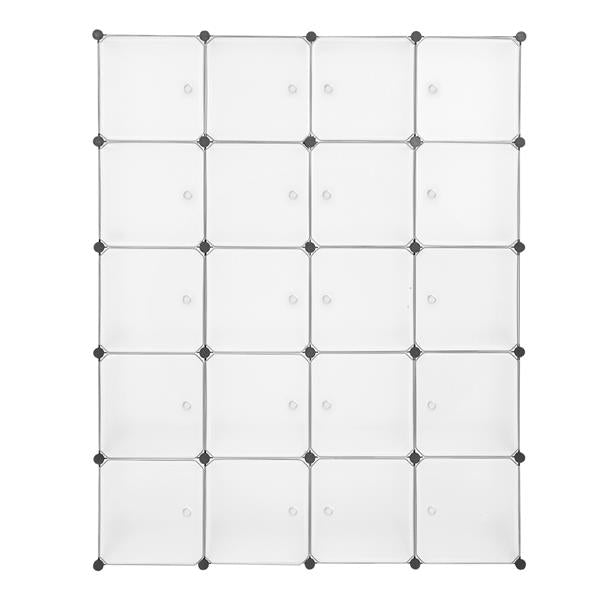 HAOYYE 20 Cube Modular Storage Cabinet, Stackable Closet Organizer Shelving Unit with Hanging Rod, White Plastic Cube Shelves for Clothes, Shoes, Accessories, Home & Office Organizer, Space-Saving Storage Solution, Durable, Easy Assembly