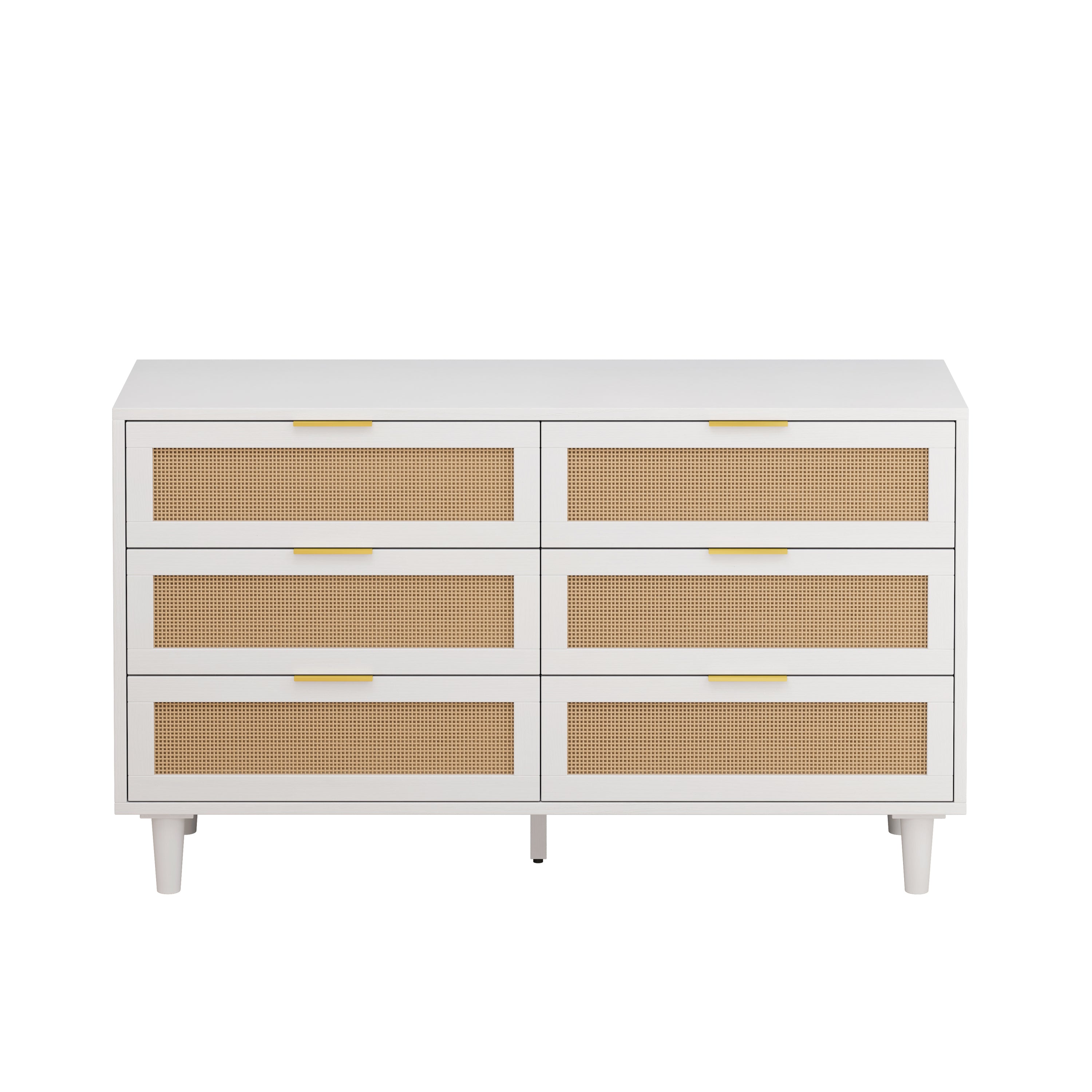 HAOYYE 6-Drawer Rattan Storage Cabinet for Bedroom and Living Room, Sturdy and Durable Design, Space-Saving Modern Furniture with Rattan Drawers, Easy Assembly and Versatile Storage Solution