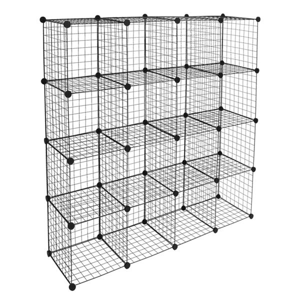 HAOYYE 16-Cube Organizer Cube Storage Shelving Unit, Wire Cube Storage Origami Shelves, Metal Grid Modular Cubbies Organizer Bookcase, Soft Cozy Warm Flannel Fleece Home Decor, Stylish Space-Saving Solution, Versatile Shelving System