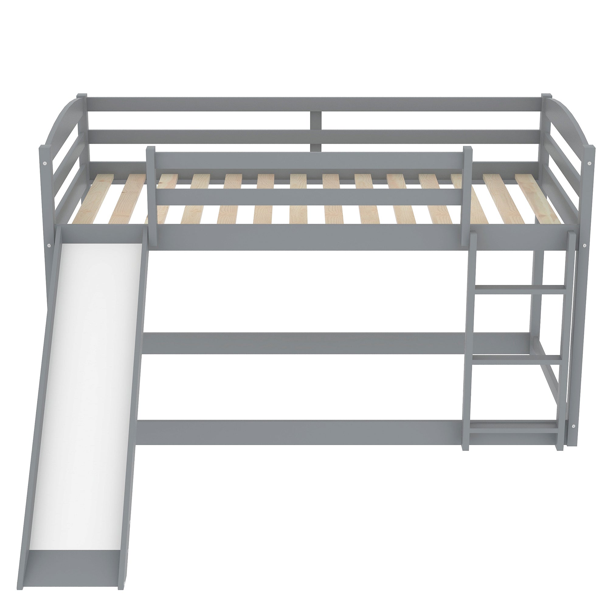 HAOYYE Twin over Twin Bunk Bed with Convertible Slide and Ladder , Gray(Old SKU:WF281725AAE) Sturdy Space-Saving Heavy Duty Modern Design Adults Dorm Room Easy Assembly Bedroom Furniture