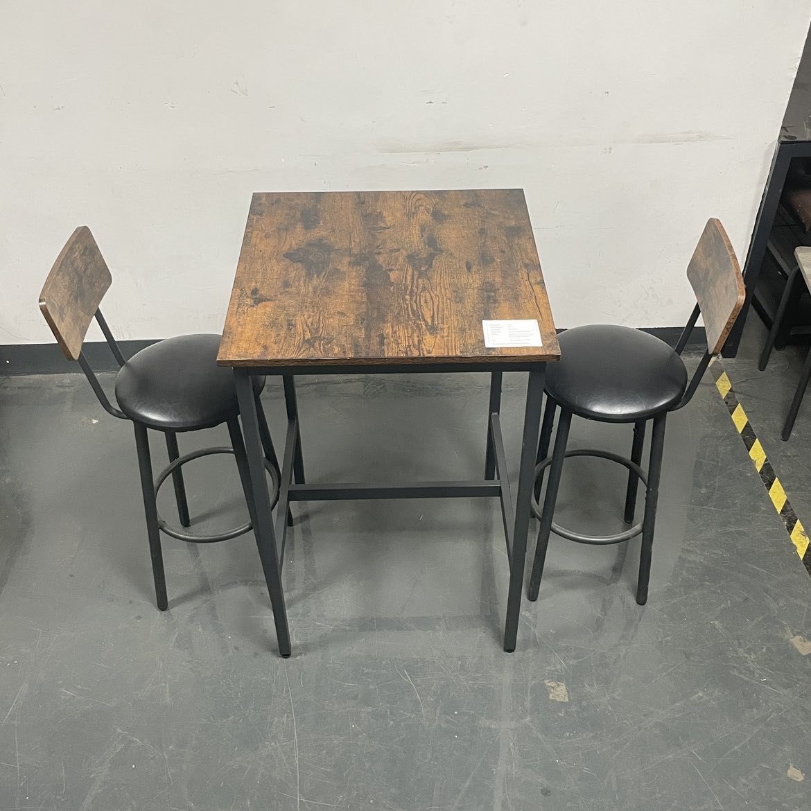 HAOYYE Bar Table Set with 2 Bar stools PU Soft seat with backrest, Rustic Brown, 23.62'' W x 23.62'' D x 35.43'' H Sturdy Space-Saving Heavy Duty Modern Design Adults Dorm Room Easy Assembly