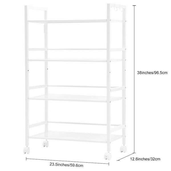 HAOYYE 4-Tier Multi-Functional Storage Cart, Widened Design in Ivory White, Premium Quality, Stylish and Versatile Home Storage Solution, Ideal for Organizing Kitchen, Bathroom, Living Room, and More, Luxury Comfort and Decorative Appeal