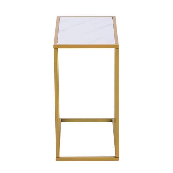 HAOYYE Marble Simple C-Side Table With Sleek Modern Design, Durable White Finish, Perfect For Living Room, Bedroom, Office, Or Small Spaces, Stylish And Functional Accent Table
