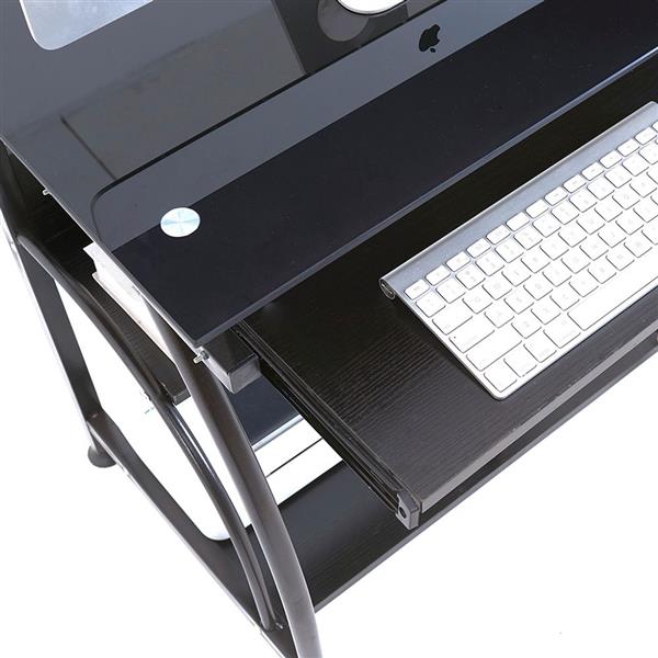 HAOYYE Exquisite Integrated Stalinite Computer Desk Black Sturdy Design Durable Multifunctional Modern Organizer Space-Saving Storage Solution Practical Stylish for Living Room or Office