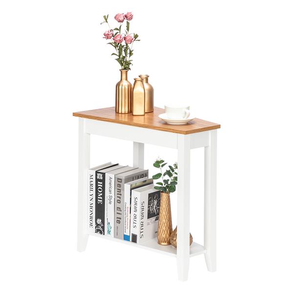 HAOYYE Simple and Irregular Sofa Table with Light Walnut Color and White Accents, Modern Design, Premium Quality, Stylish and Functional Side Table for Living Room, Bedroom, or Office – Comfortable, Durable, and Elegant Home Décor