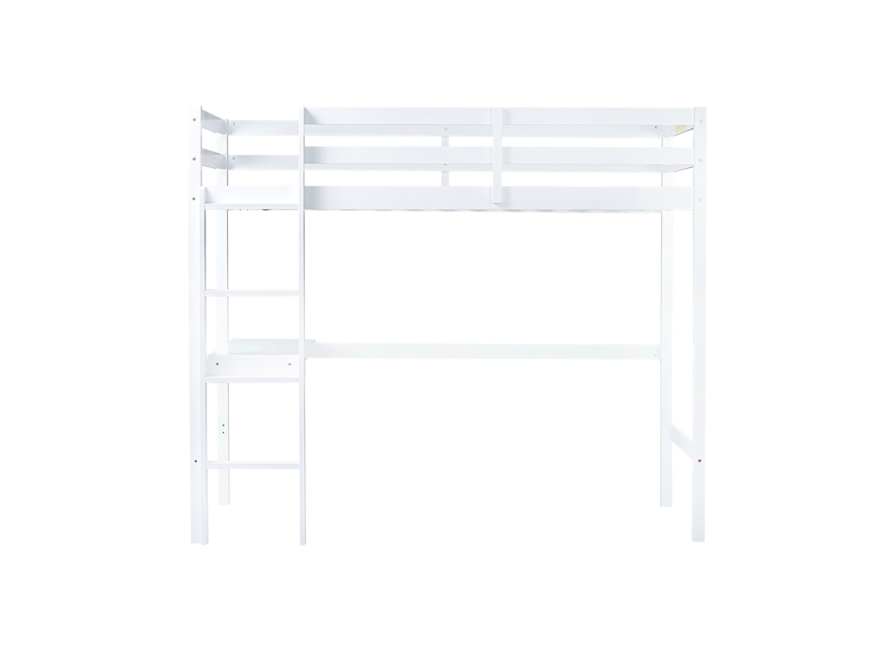 HAOYYE Twin High Loft Bed, Rubber Wood Loft Bed with Safety Guardrail, built-in desk, ladder,White Sturdy Space-Saving Heavy Duty Modern Design Adults Dorm Room Easy Assembly Bedroom Furniture