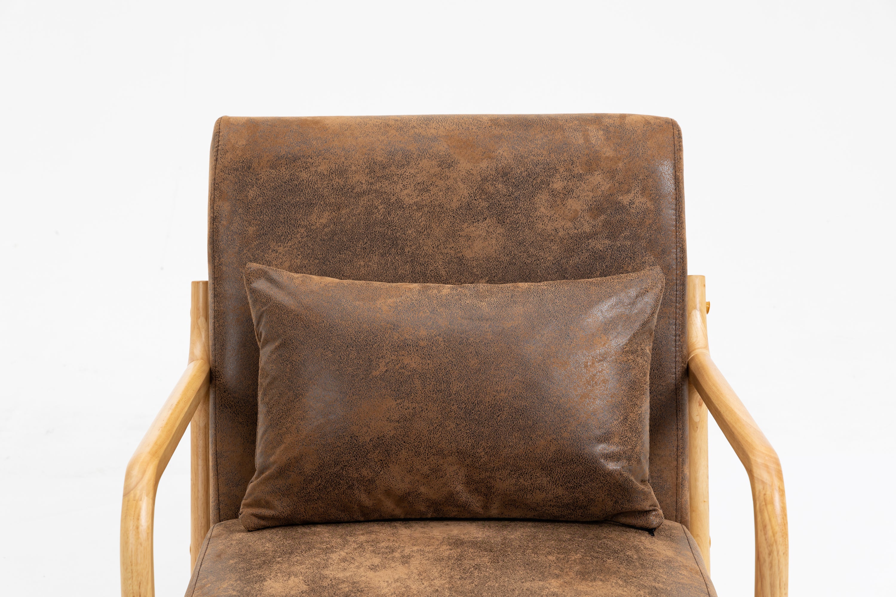HAOYYE Mid Century Modern Accent Chair with Wood Frame, Upholstered Living Room Chairs with Waist Cushion, Reading Armchair for Bedroom Sunroom Sturdy Space-Saving Heavy Duty Modern Design Adults