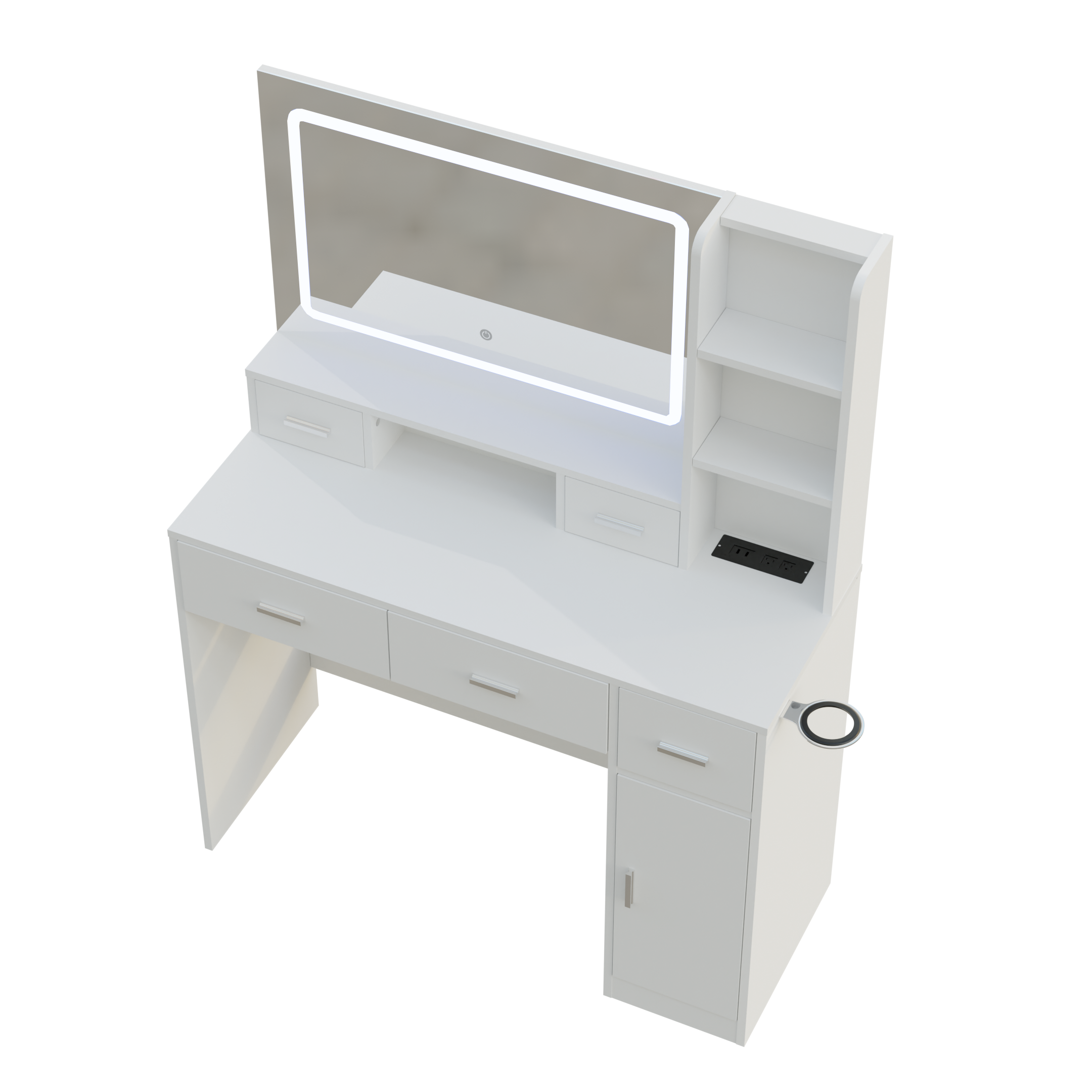 HAOYYE Smart Mirror Dressing Table with Drawers and Storage Cabinet, Modern Design Dressing Table with Soft Dressing Pad for Bedroom and Dressing Room, Sturdy Space-Saving Heavy Duty Construction, Ideal for Adults