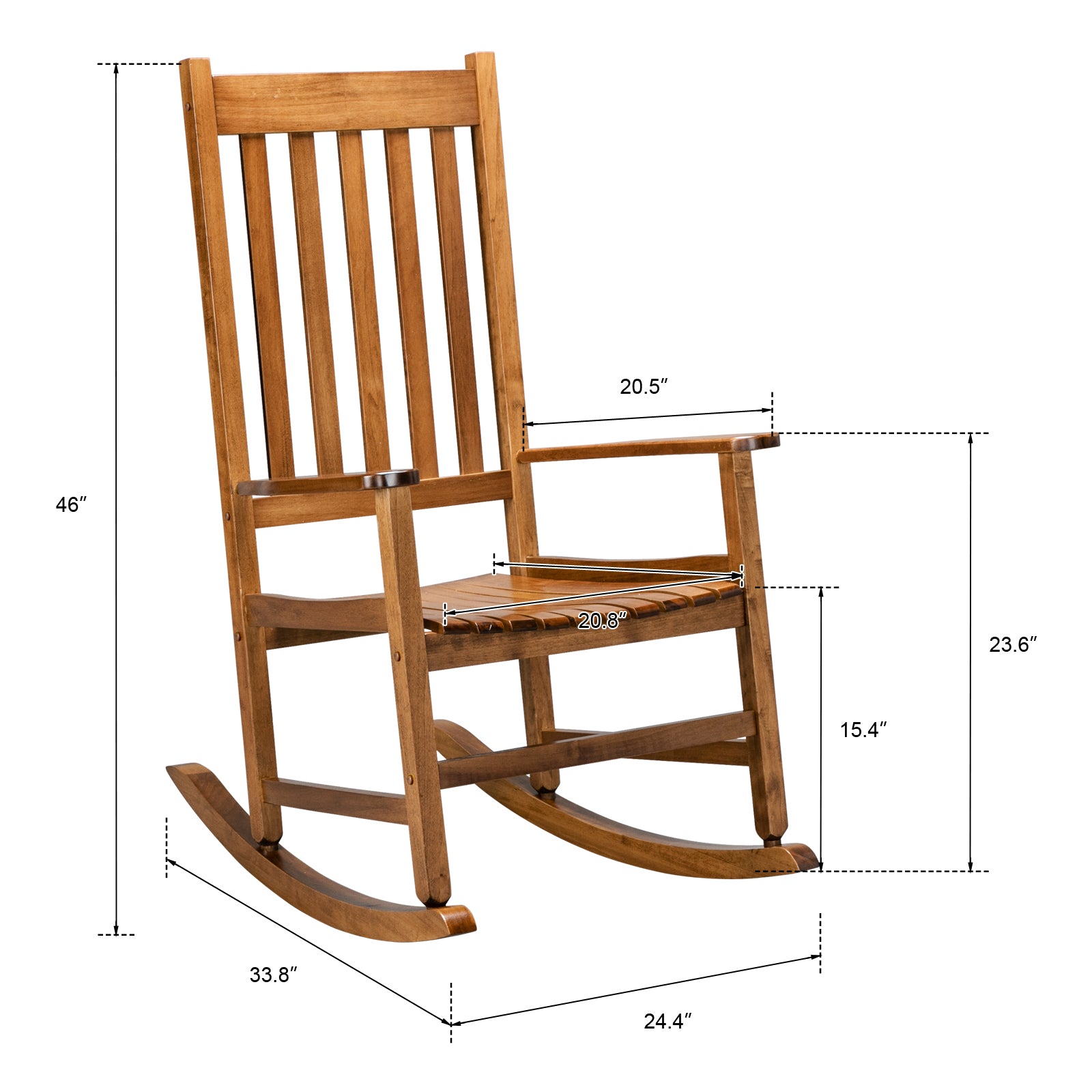 HAOYYE Square Wooden Rocking Chair with Wavy Backboard, Sturdy and Elegant Rocker for Patio, Porch, Garden, or Balcony, Comfortable and Durable Design for Relaxation and Outdoor Enjoyment