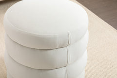 Haoyye Velvet Round Ottoman Footrest Stool, Soft Foam Padded Upholstered Footstool with Wooden Frame, Modern Space-Saving Accent Ottoman for Living Room, Bedroom, or Entryway, No Assembly Needed, Comfortable and Versatile Home Furniture