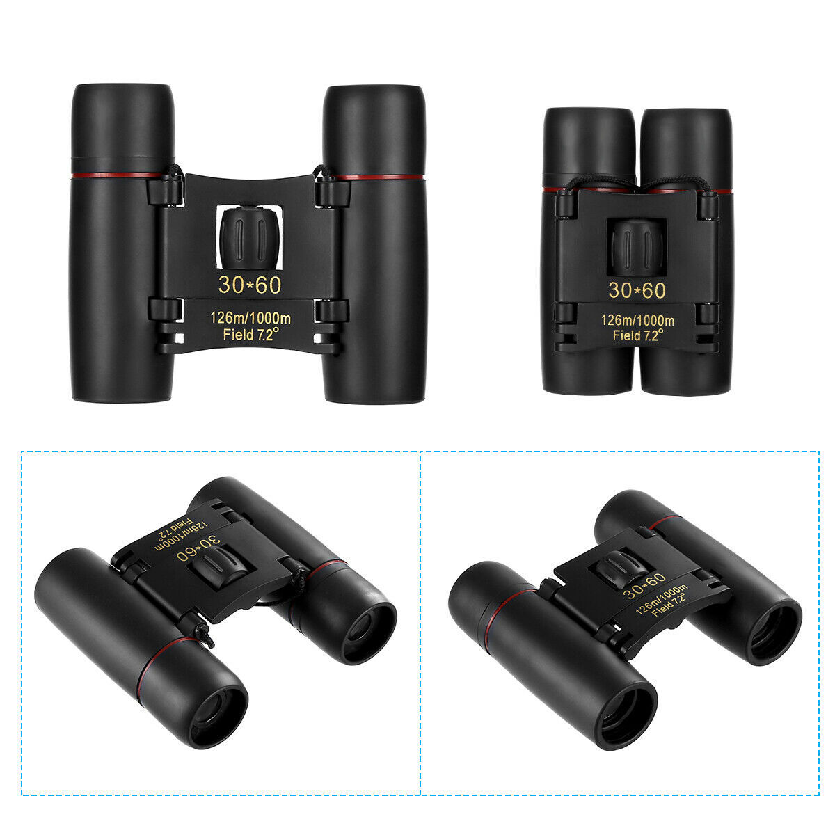 HAOYYE 30x60 Compact Folding Binoculars High Power Zoom Mini Travel Telescope for Adults Pocket Size Day and Night Vision for Bird Watching Hunting Concert Theater Opera and Outdoor Activities