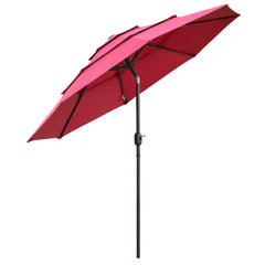 HAOYYE 9FT 3 Tiers Patio Umbrella Outdoor Market Umbrella with Crank Push Button Tilt Air Vents for Deck Backyard Garden Lawn Pool