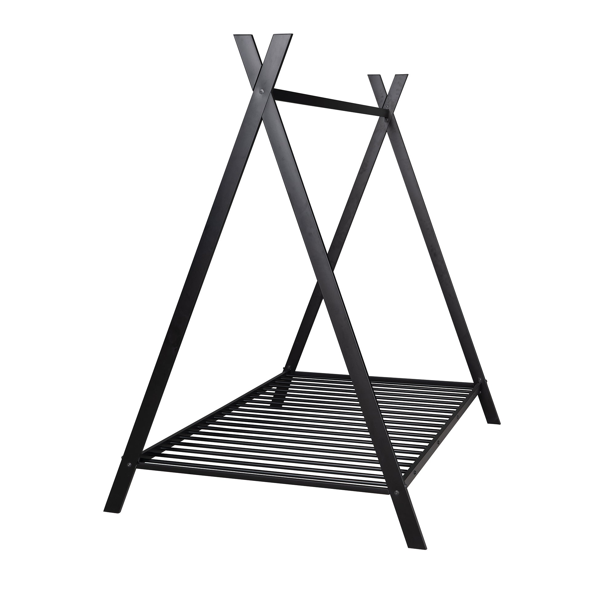 HAOYYE House Bed Tent Bed Frame Twin Size Metal Floor Play House Bed with Slat for Girls Boys , No Box Spring Needed Black Sturdy Space-Saving Heavy Duty Modern Design Easy Assembly Durable Stylish