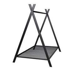 HAOYYE House Bed Tent Bed Frame Twin Size Metal Floor Play House Bed with Slat for Girls Boys , No Box Spring Needed Black Sturdy Space-Saving Heavy Duty Modern Design Easy Assembly Durable Stylish