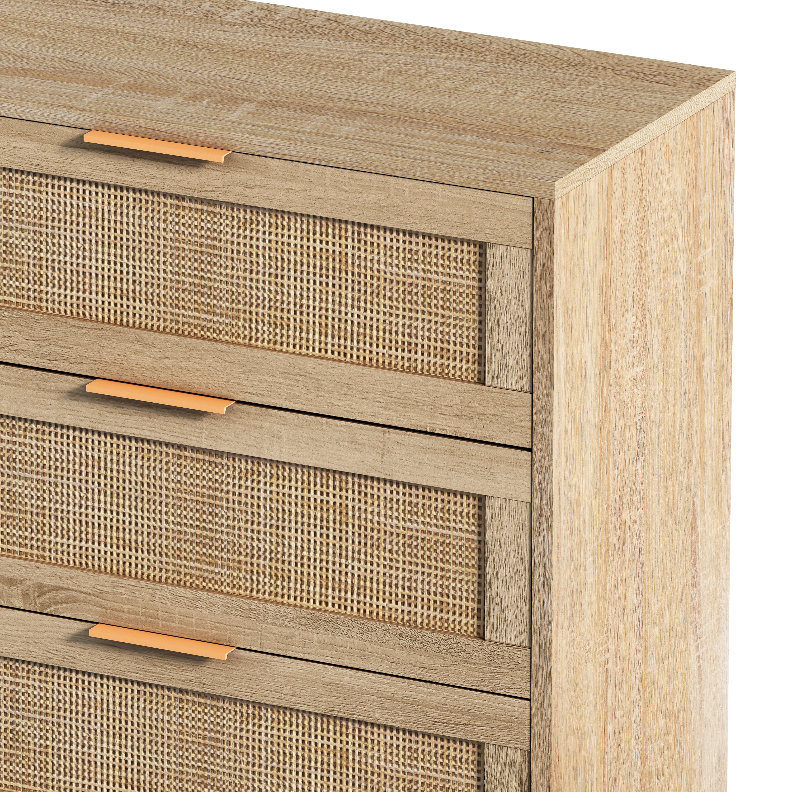 HAOYYE 6-Drawer Rattan Storage Cabinet for Bedroom or Living Room, Natural, Sturdy Space-Saving Design, Heavy Duty Construction, Easy Assembly, Durable and Stylish Home Furniture