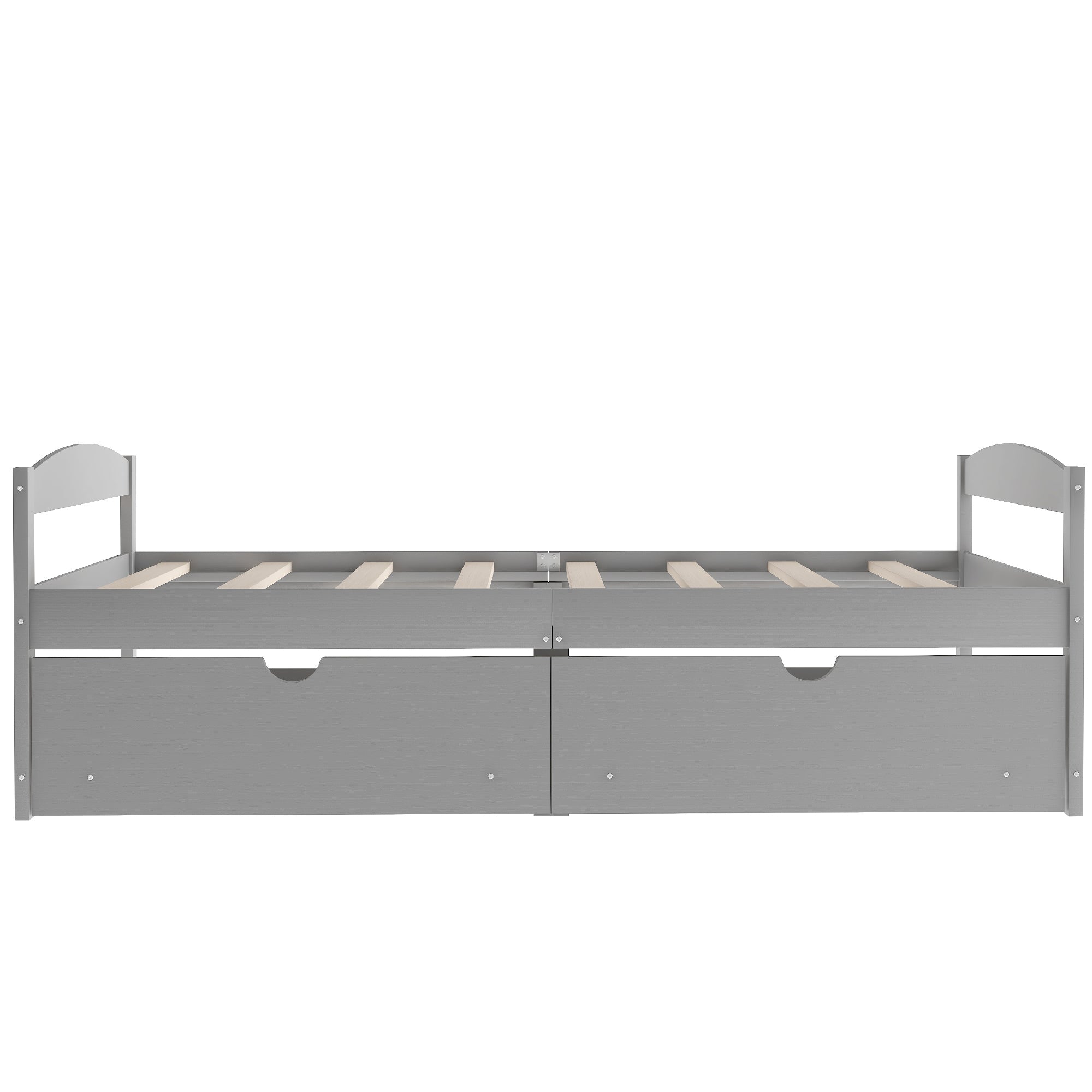 HAOYYE Twin Platform Bed with Two Drawers, Gray, Sturdy Space-Saving Design, Heavy Duty Construction, Easy Assembly, Durable and Stylish Home Furniture