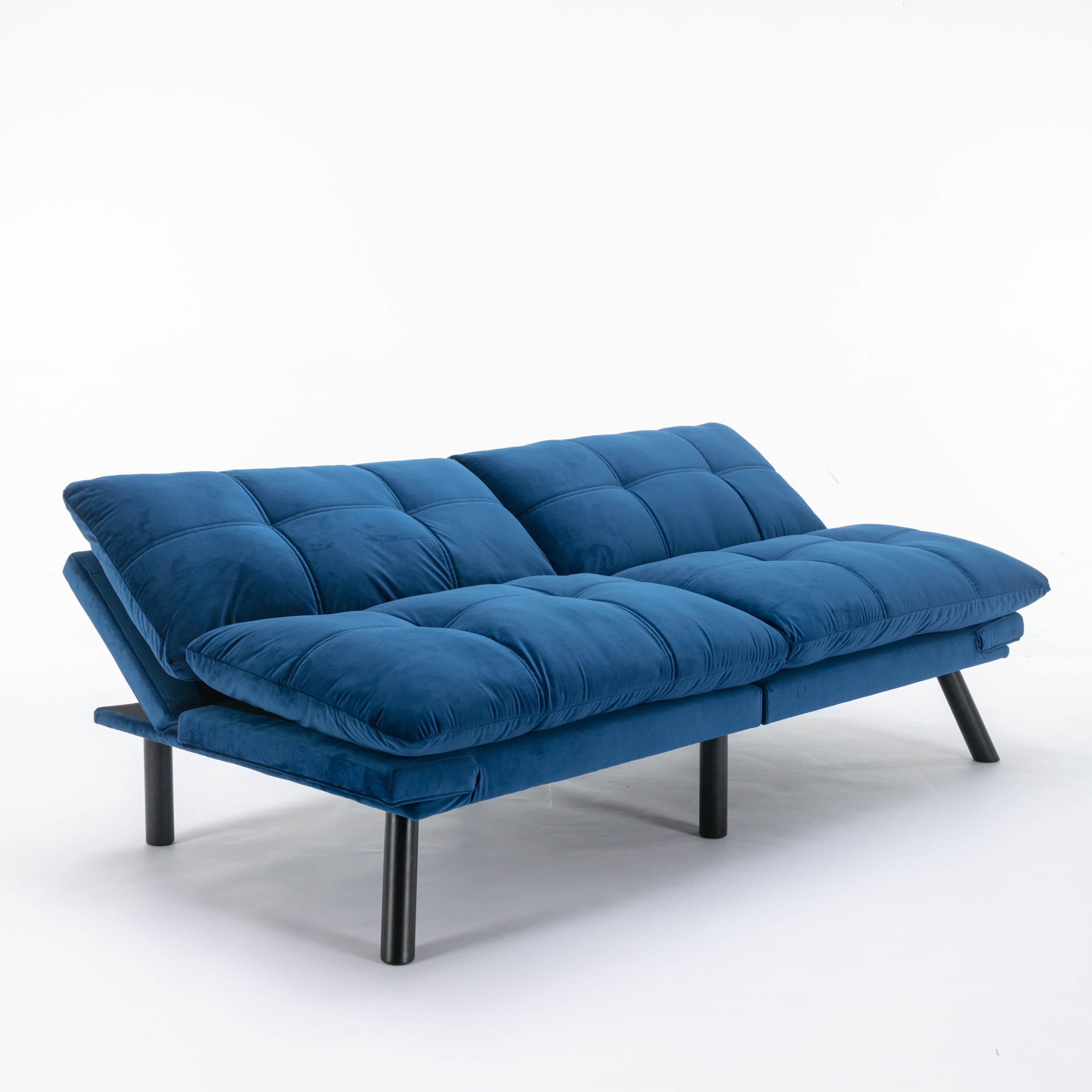 HAOYYE Navy Blue Convertible Folding Modern Sofa Bed Sturdy Space-Saving Heavy Duty Modern Design for Adults Dorm Room Easy Assembly Bedroom Furniture