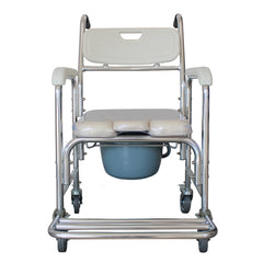 HAOYYE Multifunction Commode Chair with Memory Foam Cushion White & Beige Bathroom Toilet Seat for Adults Elderly Disabled Portable Shower Wheelchair with Brakes Anti-Slip Handle Waterproof Design