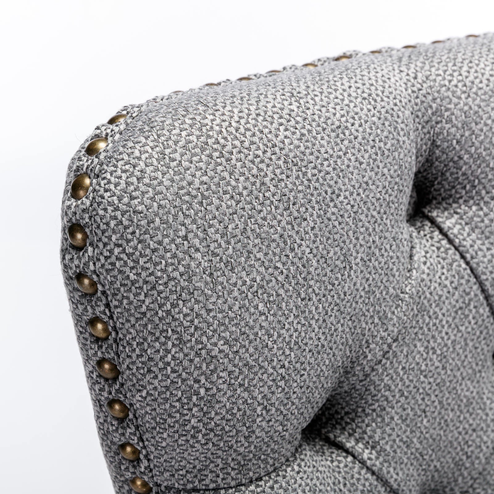 HAOYYE Nikki Collection Modern, High-end Tufted Solid Wood Contemporary Flax Upholstered Linen Dining Chair with Wood Legs Nailhead Trim 2-Pcs Set,Gray, SW6801GY Sturdy Space-Saving Heavy Duty Modern Design