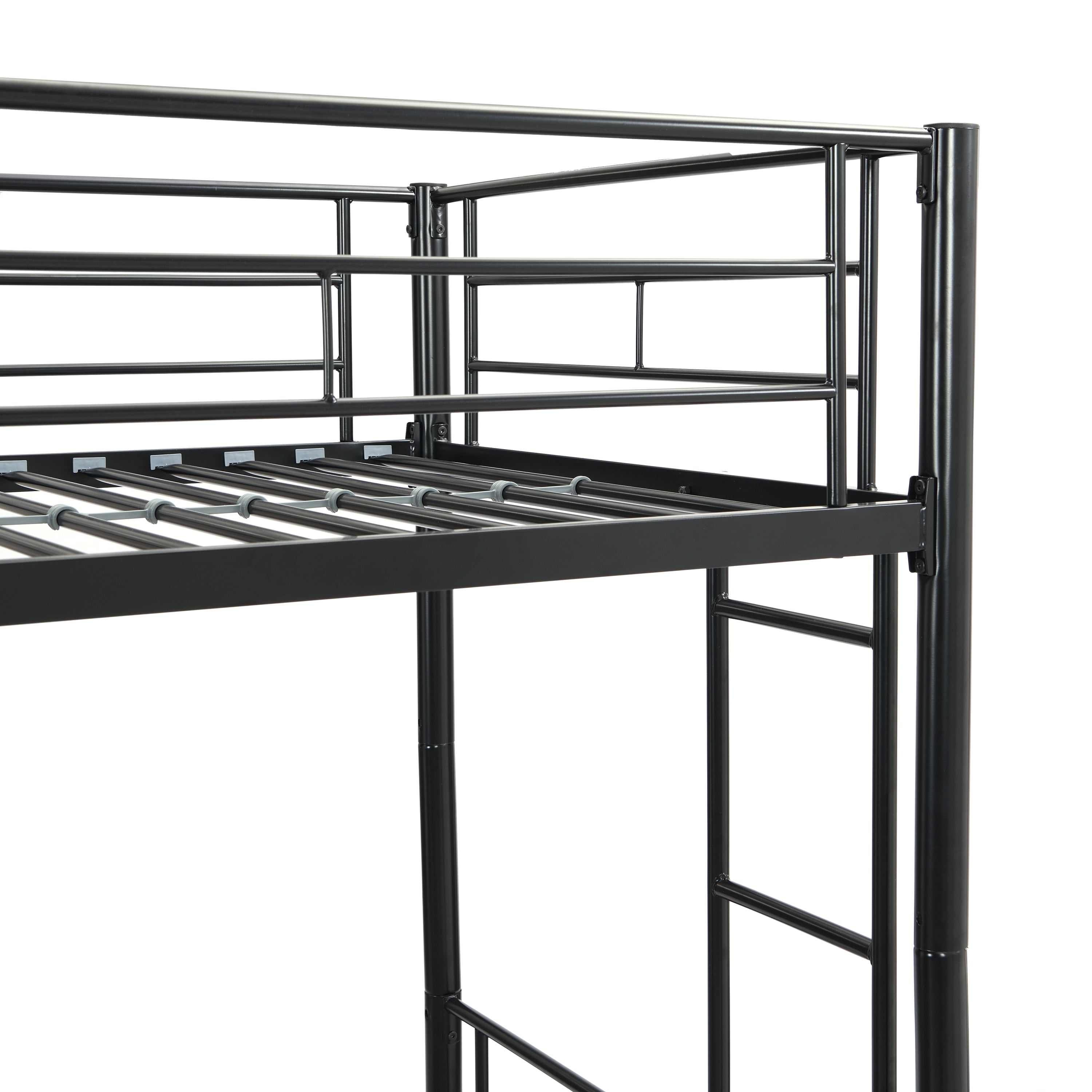 HAOYYE METAL BUNK BED BLACK Sturdy Space-Saving Heavy Duty Modern Design Adults Dorm Room Easy Assembly Bedroom Furniture